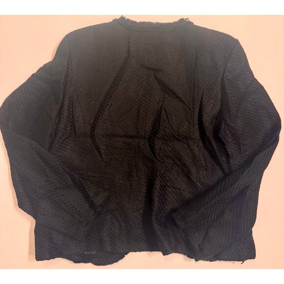 NWOT Women's Villager Liz Claiborne Hook Front Woven Jacket Black Size 16 - Picture 4 of 5